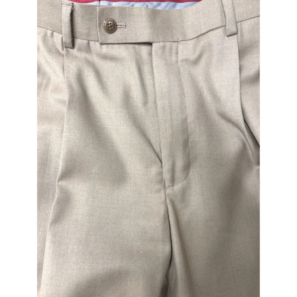 Louis Raphael Rosso Tan Pleated Cuffed Slacks Mens 34x30 Khaki Dress Pants